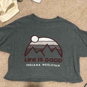 Life Is Good Charcoal Gray Indiana Wesleyan Graphic Tee